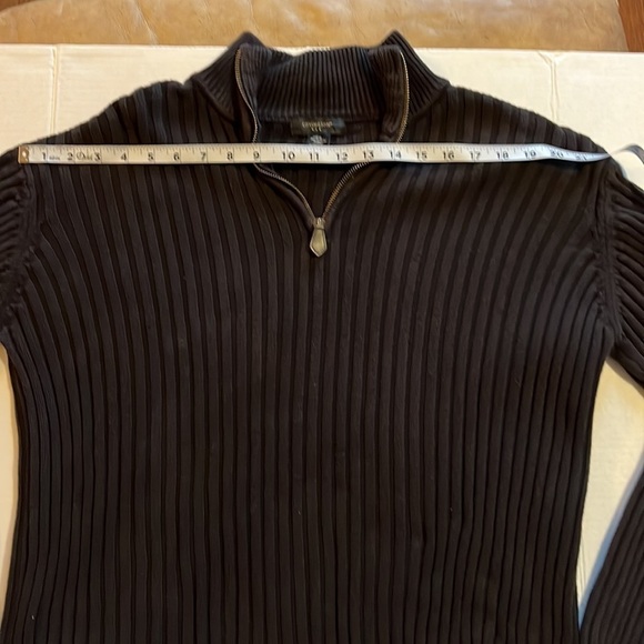 Covington-size L-quarter zip chocolate brown sweater .Leather pull, 100% cotton - Picture 6 of 8